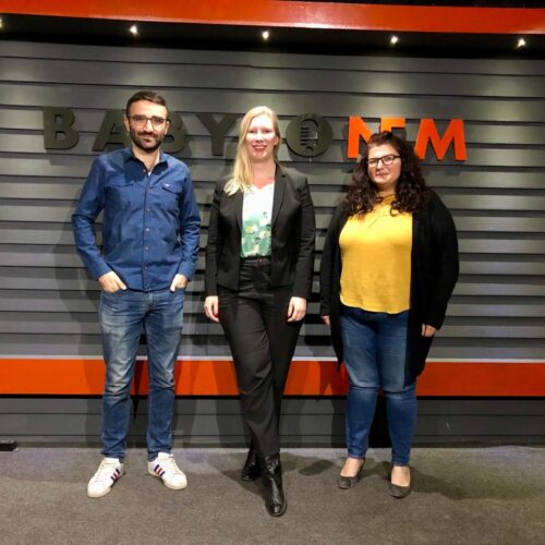 La French Touch – Dilan and Miriam with Anais the Director of the German Institute in Erbil
